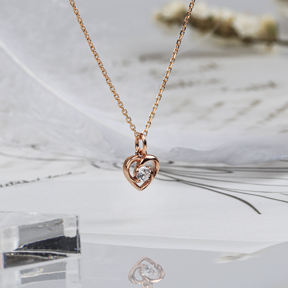 14k 하트 팬던트 목걸이 1부 3mm 모이사나이트 - 상세 이미지 2
