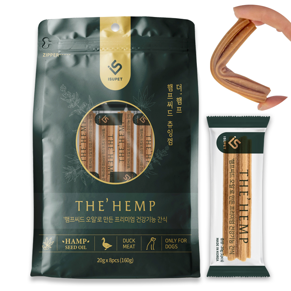 유통기한 임박 더햄프 강아지 덴탈껌 치석제거 간식 오리 220g