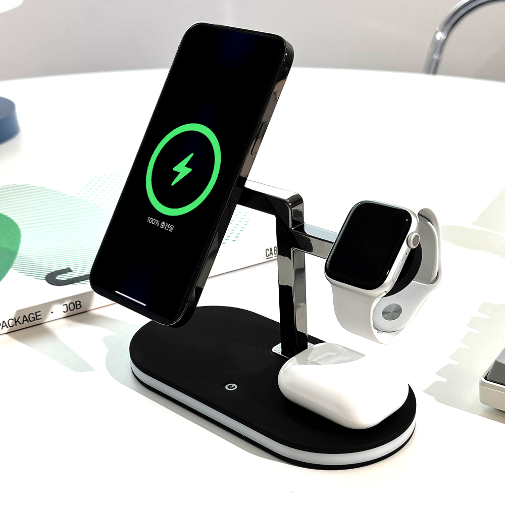 트리 3in1 무선충전기 삼성 갤럭시 워치 6 호환 고속 충전기 15W