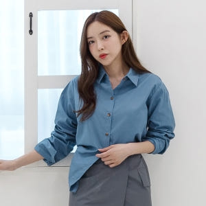 [무배]  베이직 코튼 무지 기본 셔츠 여성 간절기 가을봄 루즈핏 남방 착용 후기 | 사이즈/핏 총정리 - 상품 이미지 1