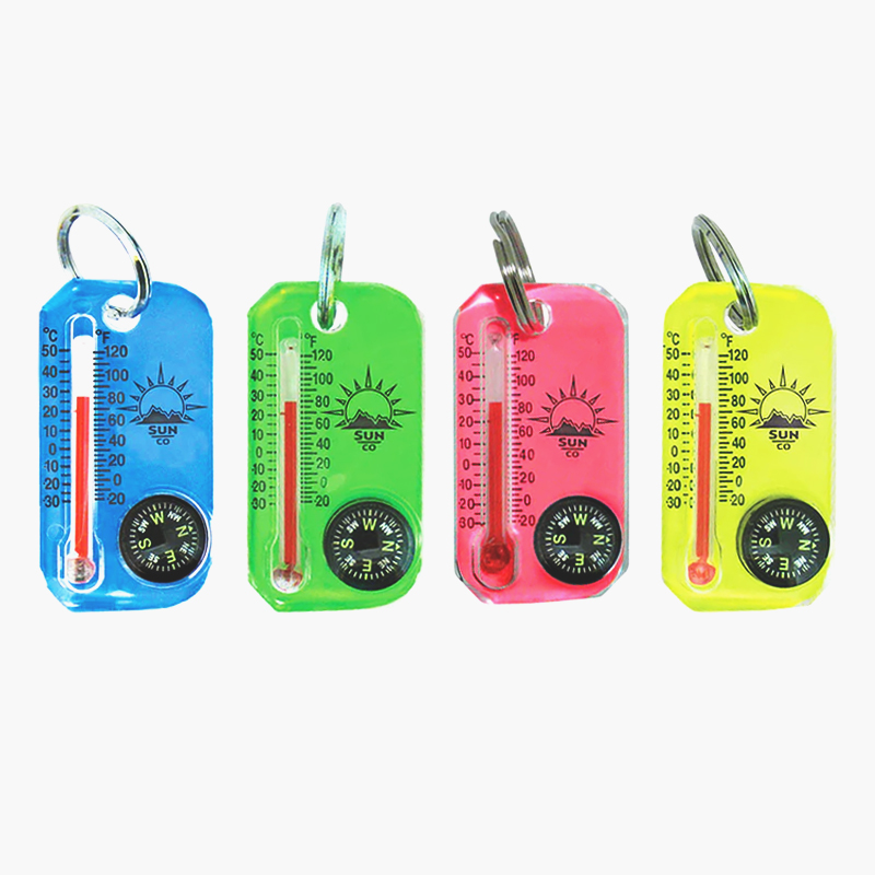 썬컴퍼니 네온 지퍼 풀 나침반 온도계 휴대용 키링 등산 백패킹 캠핑