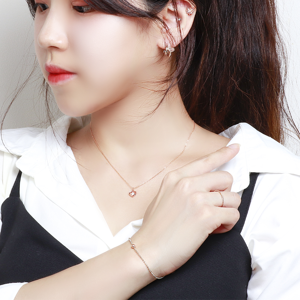14k 하트 팬던트 목걸이 1부 3mm 모이사나이트 - 상세 이미지 5