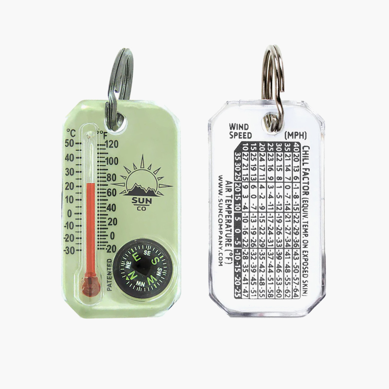 썬컴퍼니 야광 지퍼 풀 나침반 온도계 휴대용 키링 등산 백패킹 캠핑