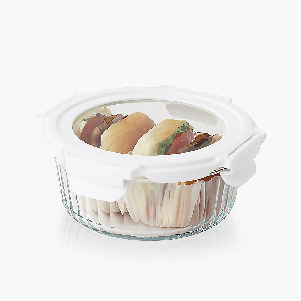 네오플램 글라스캡 내열유리 반찬통 밀폐용기 원형 620ml, 1개 - 상품 이미지