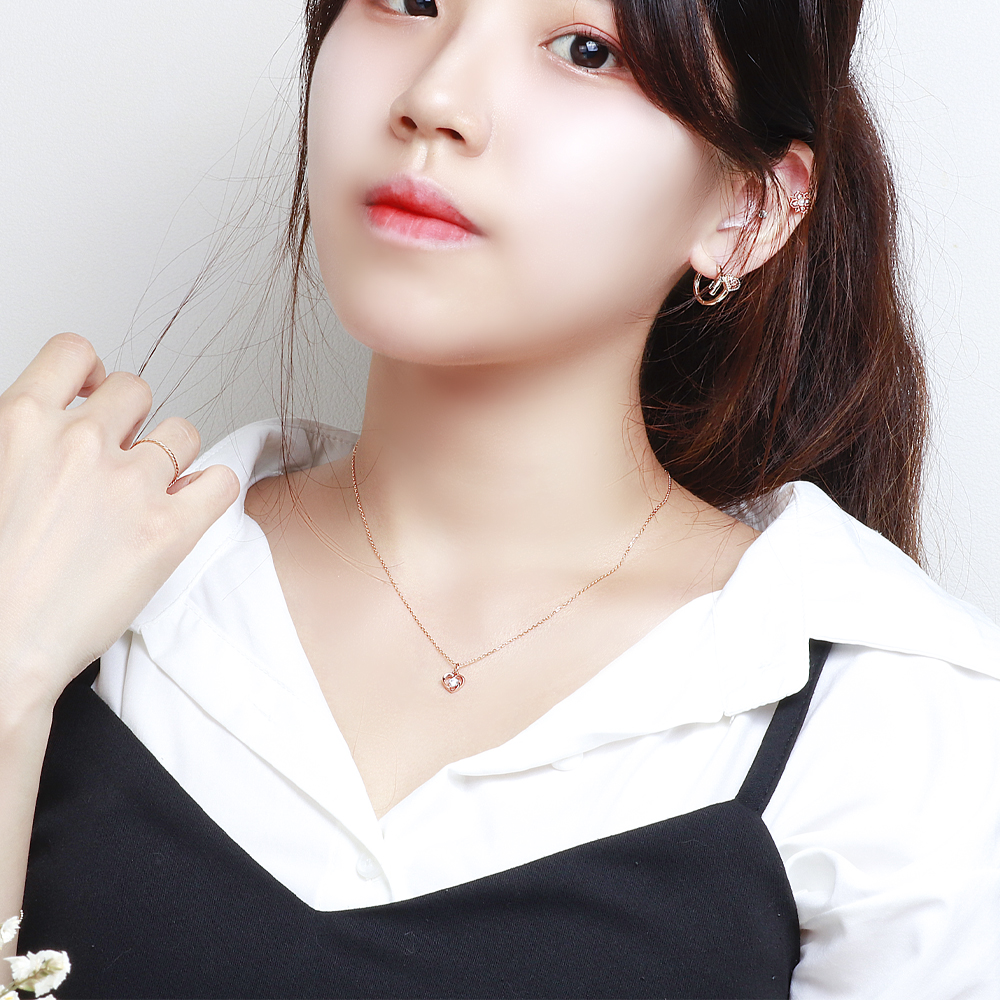 14k 하트 팬던트 목걸이 1부 3mm 모이사나이트 - 상세 이미지 4