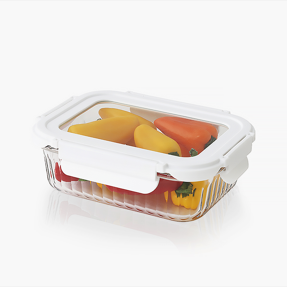 네오플램 글라스캡 내열유리 반찬통 밀폐용기 직사각 600ml, 1개 - 상품 이미지
