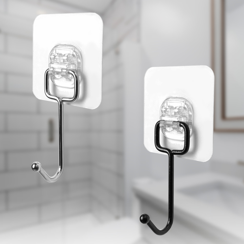 올지 무타공 접착식후크 벽 걸이 고리 매직 투명 초강력 30kg 1중고리 실버, 4개 제품 이미지