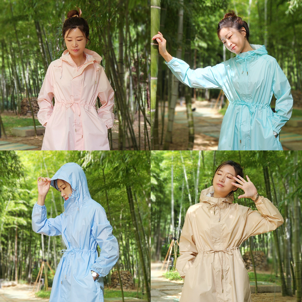 여성 레인코트 여자 롱 우의 비옷 어른 일본 성인