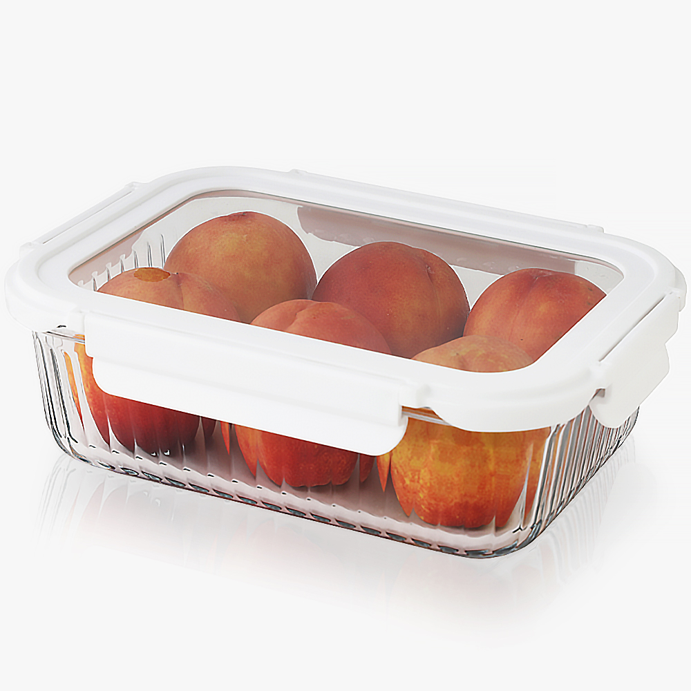 네오플램 글라스캡 내열유리 반찬통 밀폐용기 직사각 1500ml, 1개 - 상품 이미지