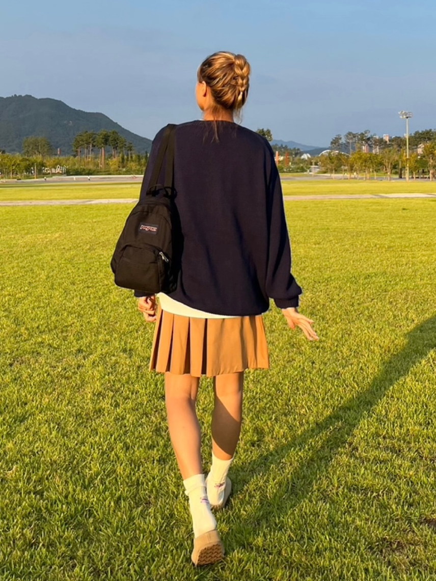 플리츠 언발주름 스커트 미디스커트 주름치마 - 상세 이미지 2