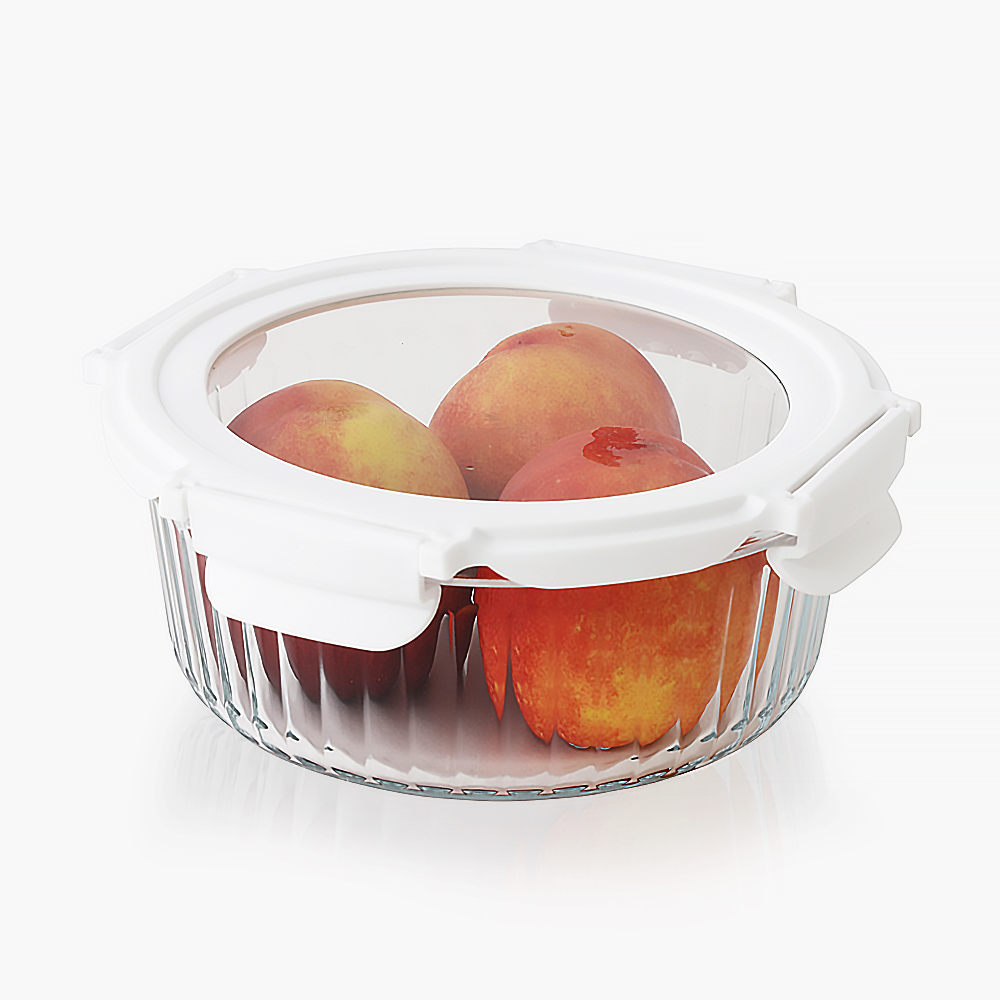 네오플램 글라스캡 내열유리 반찬통 밀폐용기 원형 950ml, 1개 - 상품 이미지