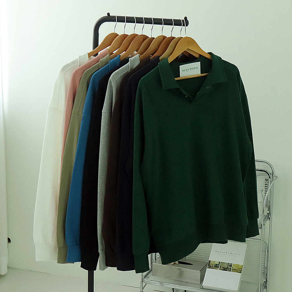 1+1 남자맨투맨 오버핏 남성카라티 커플맨투맨