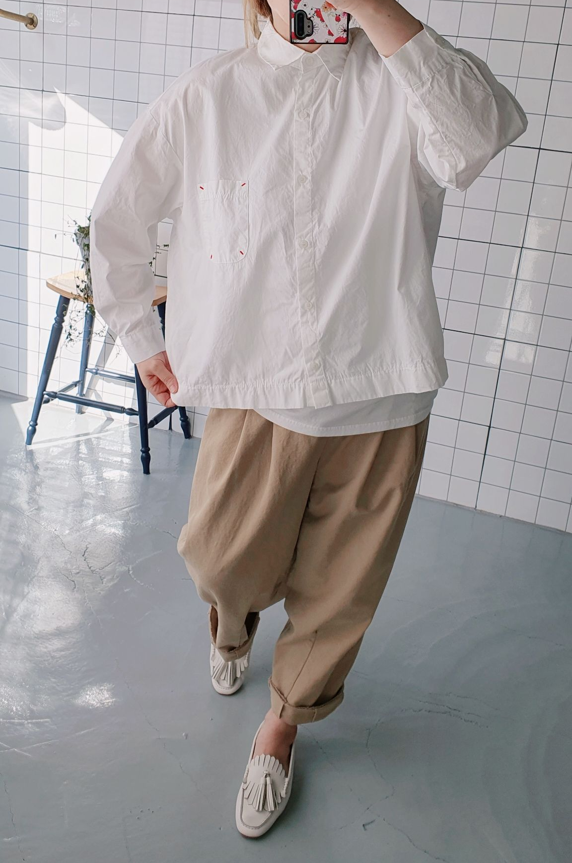 레드스티치 포켓 면 남방 셔츠 - 상세 이미지 3