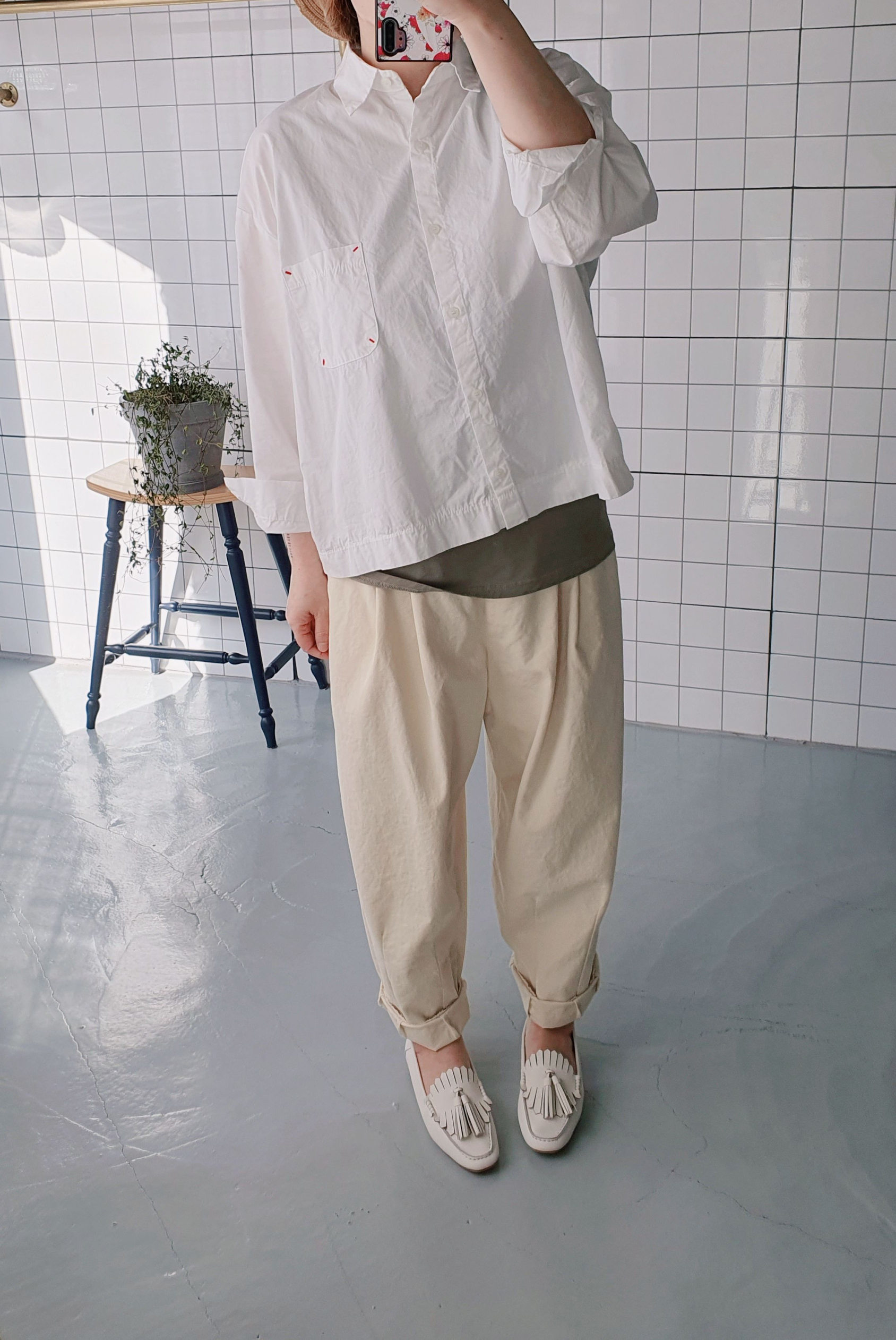 레드스티치 포켓 면 남방 셔츠 - 상세 이미지 2