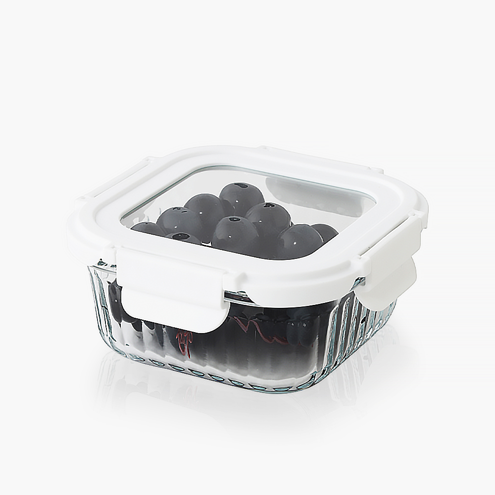 네오플램 글라스캡 내열유리 반찬통 밀폐용기 정사각 520ml, 1개 - 상품 이미지