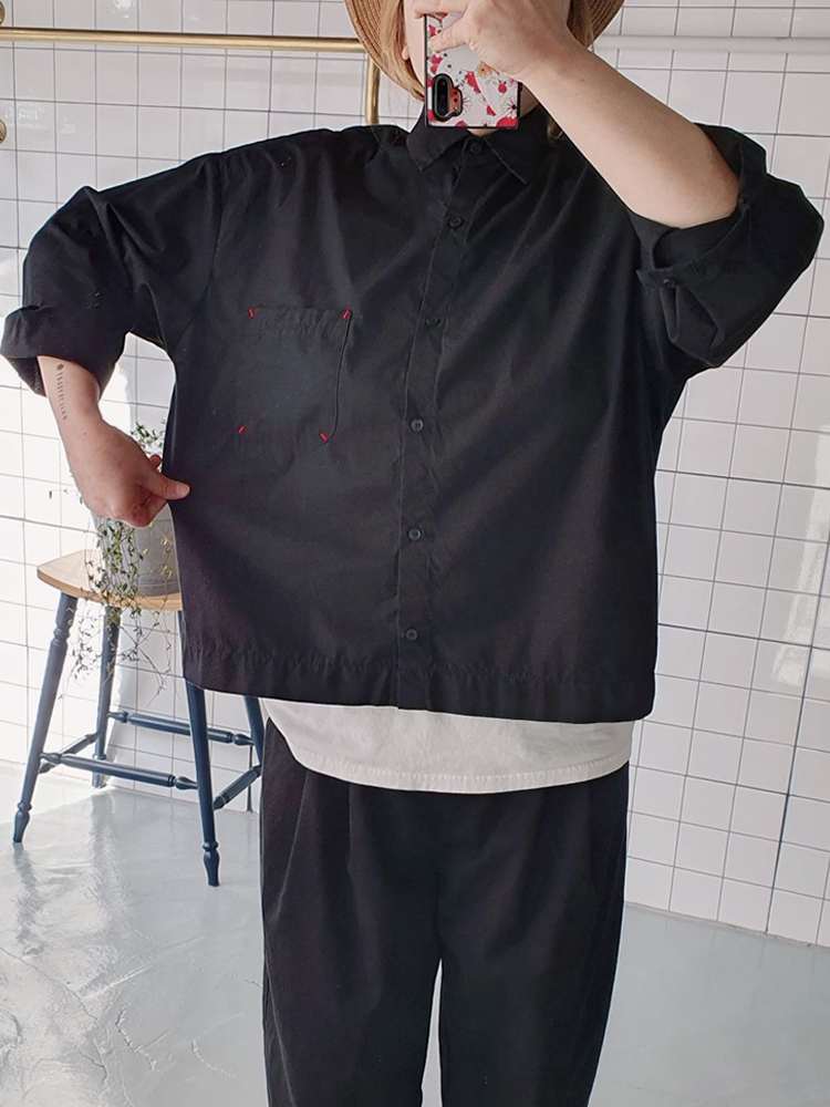 레드스티치 포켓 면 남방 셔츠 - 메인 이미지