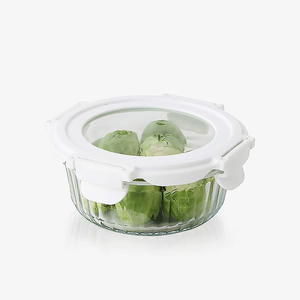 네오플램 글라스캡 내열유리 반찬통 밀폐용기 원형 400ml, 1개 - 상품 이미지