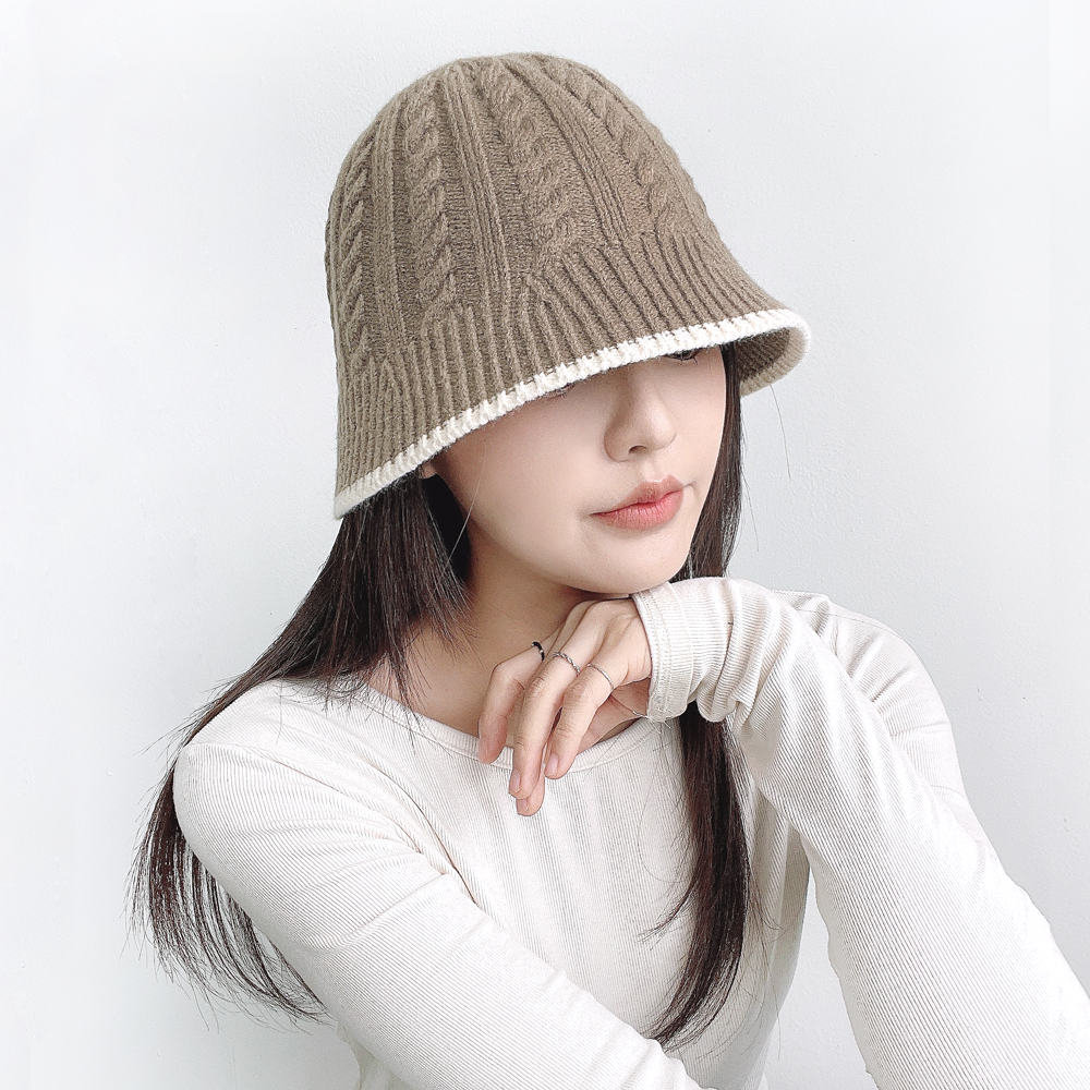 드누 꽈베기 여성 버킷햇 가을 겨울 니트 벙거지 모자