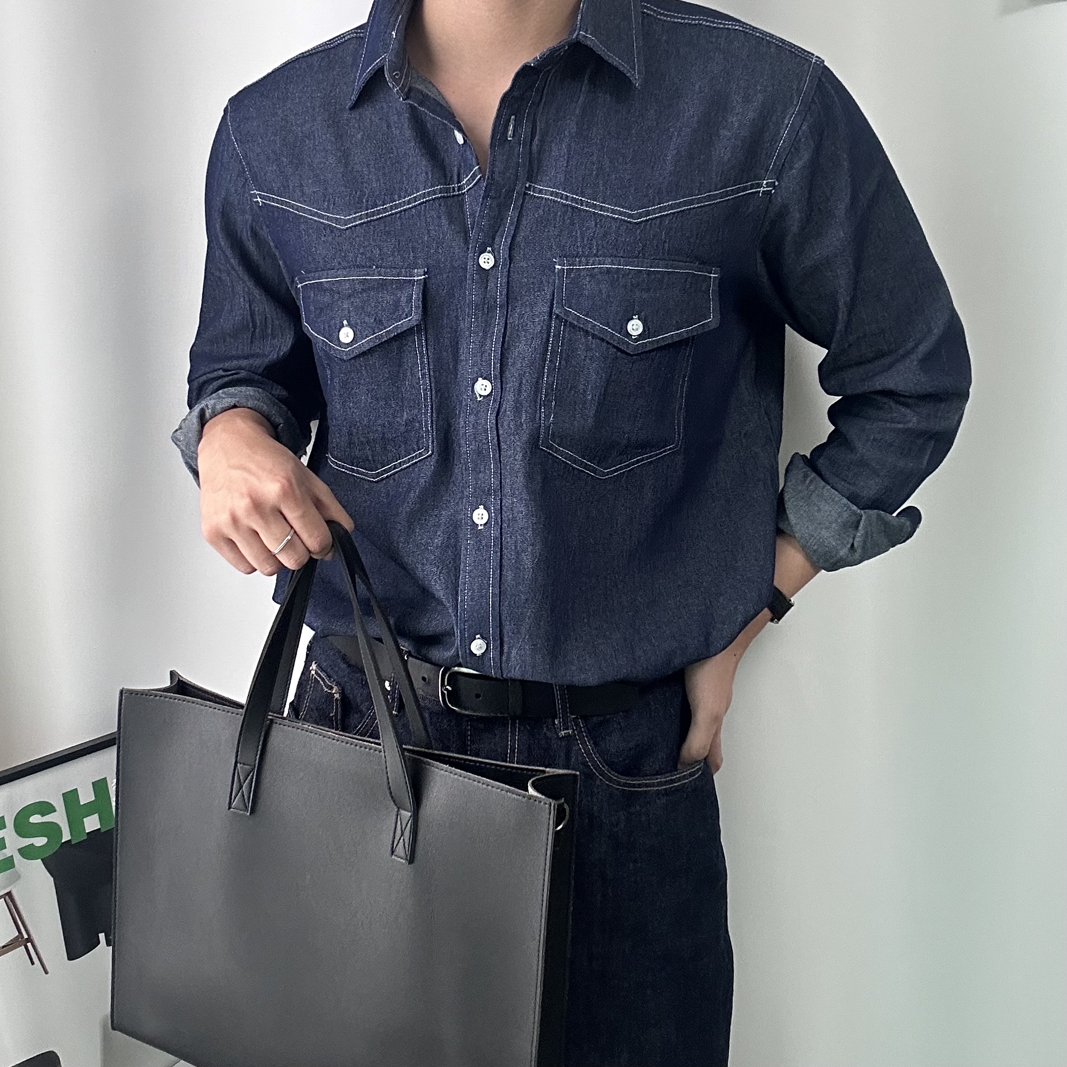 남자청남방 오버핏청남방 남자데님셔츠 이미지 3