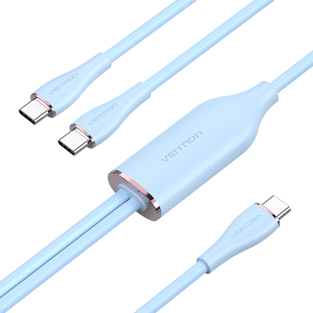 벤션 100W PD C타입 to 2 C타입 멀티 고속충전케이블 CTM 블루, 1개, 1.5m - 상품 이미지