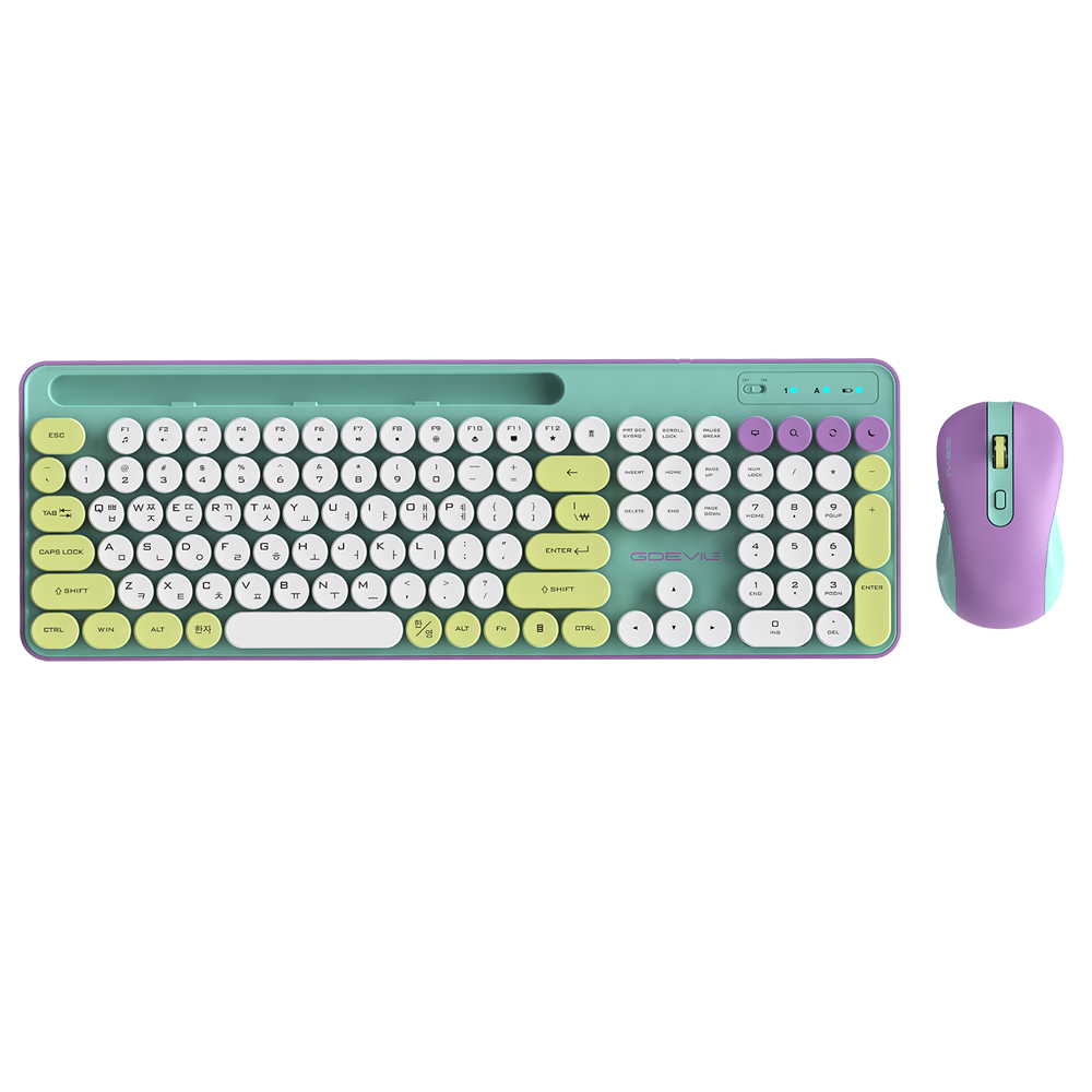 지데빌 GDEVIL MK700W 무선 키보드 마우스 세트 (민트) : GDEVIL공식판매점