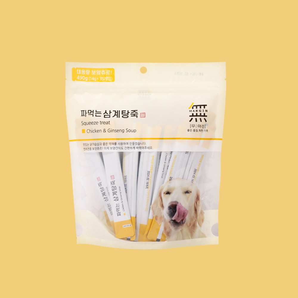 바우와우 무마진 짜먹는 삼계탕죽 35P 강아지간식 - 상품 이미지