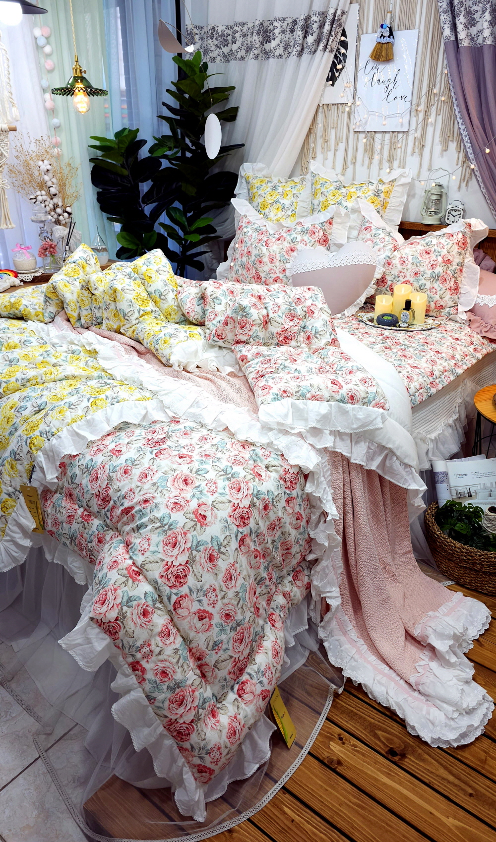 정원꽃무늬 구름 순면 광목이불 사계절 겨울이불