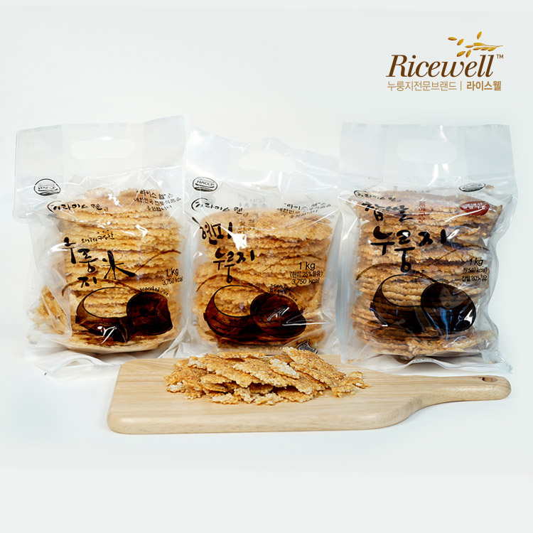 라이스웰 누룽지 1kg 세트(백미, 현미, 찹쌀) (총 3kg) - 상품 이미지