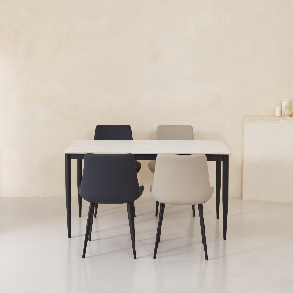 티아 사각 포세린 세라믹 식탁 1200 (체어 4개 포함)