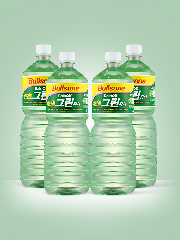 [불스원레인OK 에탄올 그린 워셔액 1800ml 4개입 사진 1
