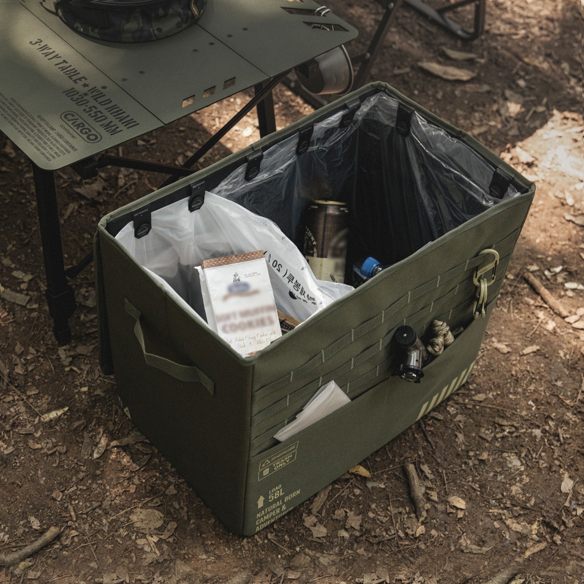 카고컨테이너 캠핑쓰레기통 봉투걸이 재활용 분리수거 폴딩 접이식 트윈트래쉬박스