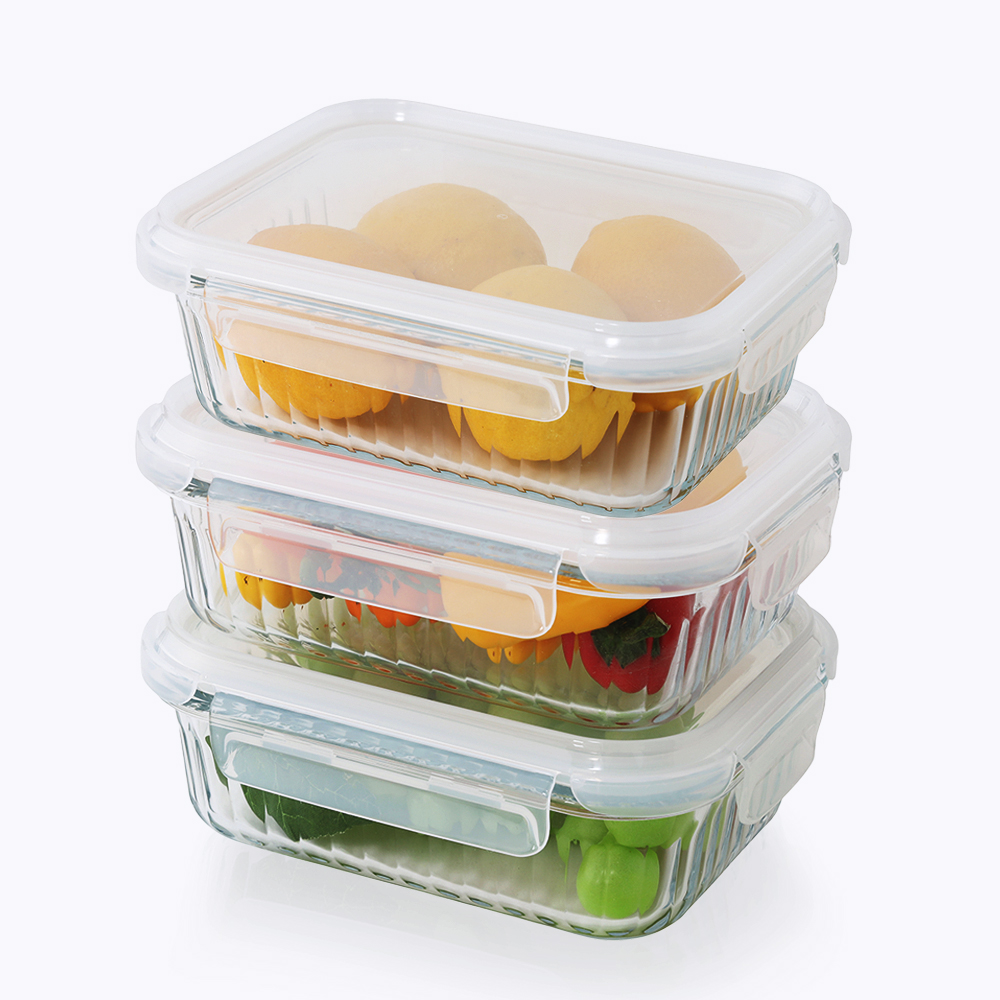 네오플램 내열유리 반찬통 밀폐용기 3p세트 600ml