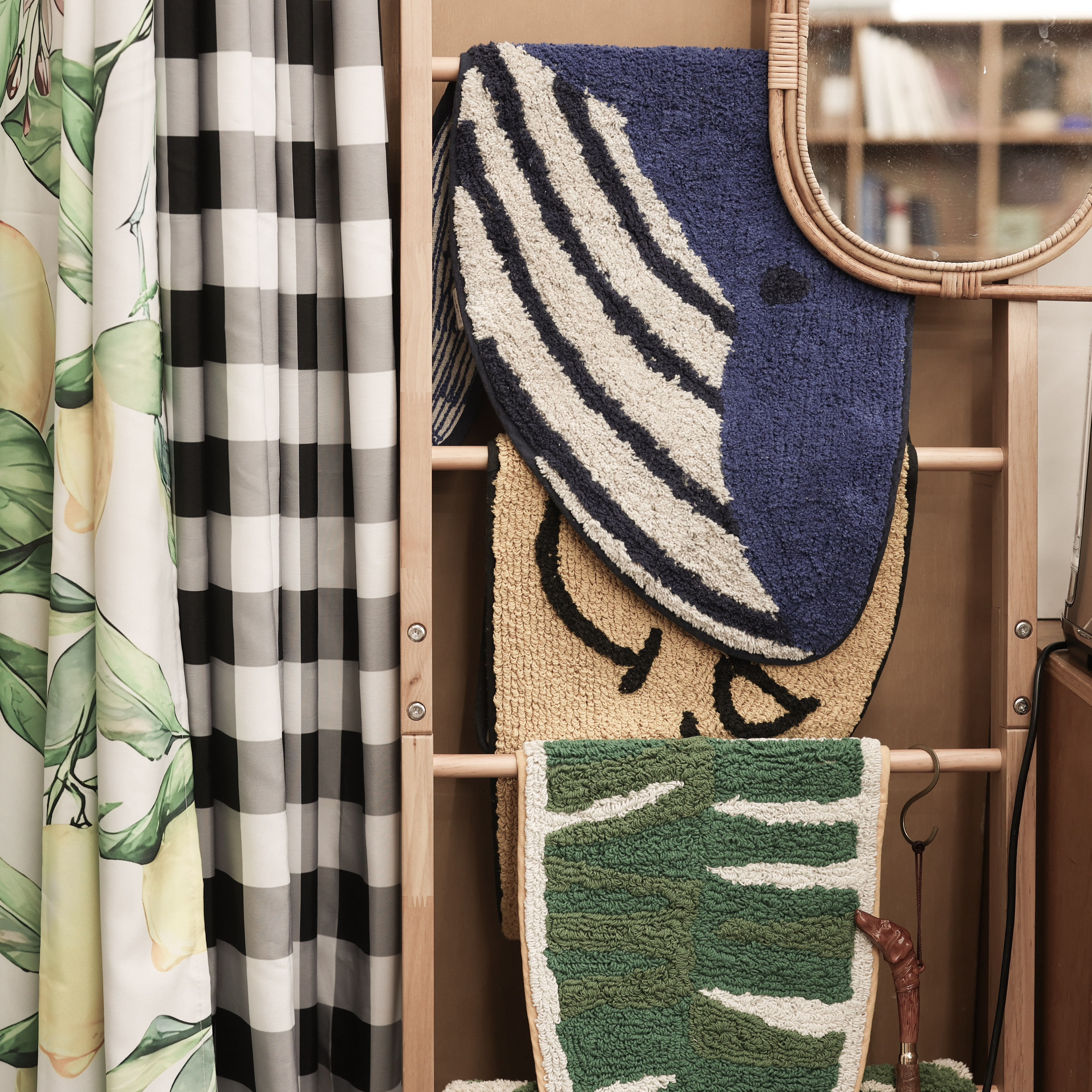 고래 롱 순면 발매트 아이방 러그 블루, 125x45cm