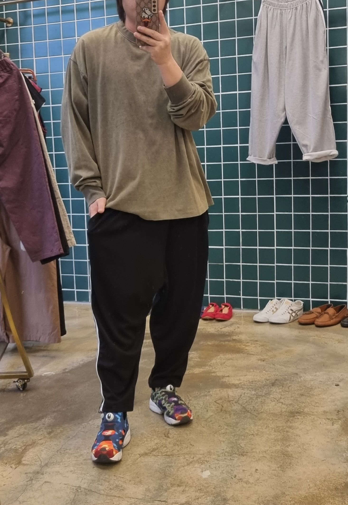 (무배) 와이드 두줄 면 트레이닝 배기바지 - 상세 이미지 3