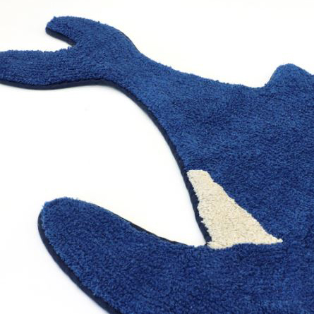 고래 롱 순면 발매트 아이방 러그 블루, 125x45cm