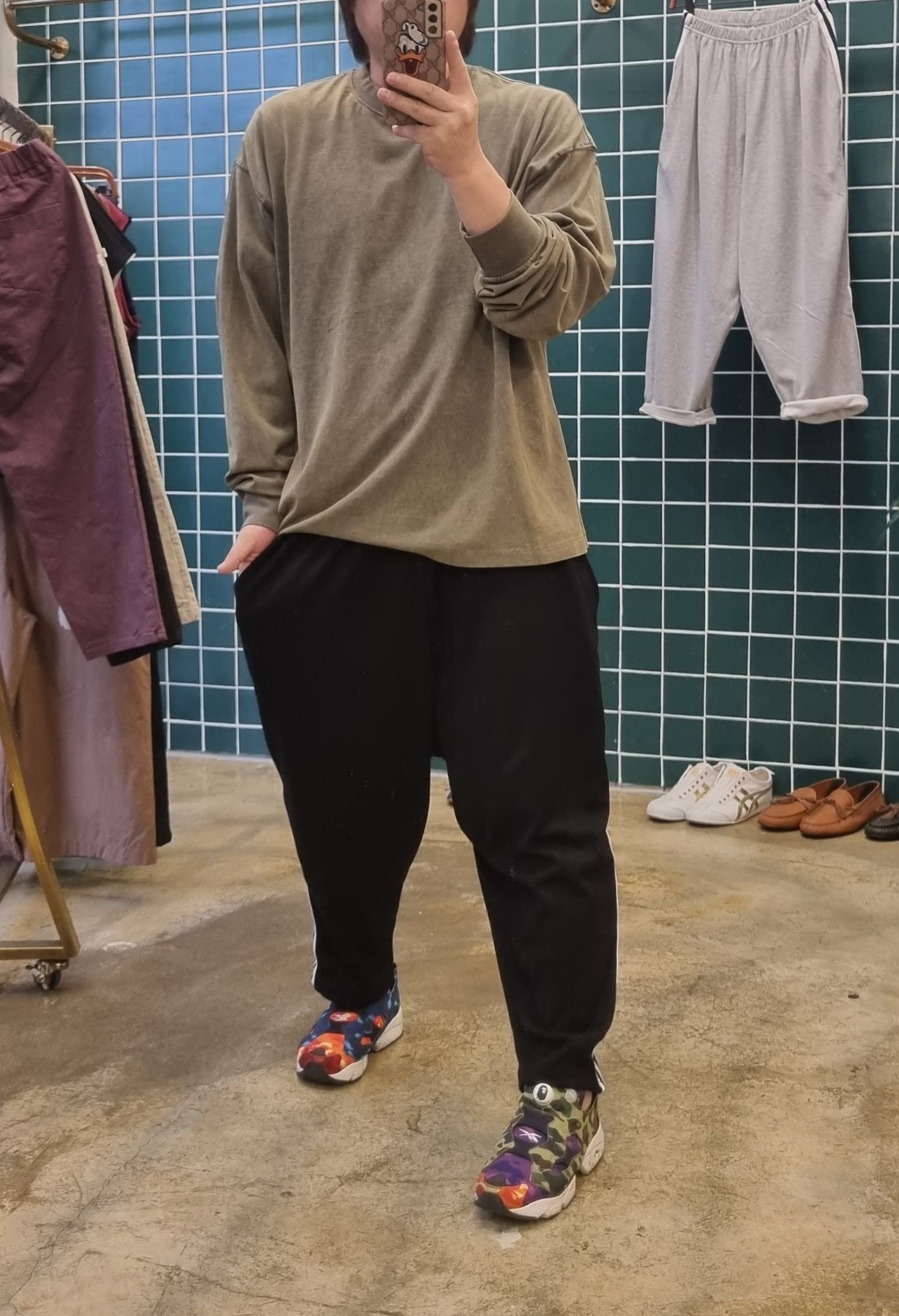 (무배) 와이드 두줄 면 트레이닝 배기바지 - 상세 이미지 2