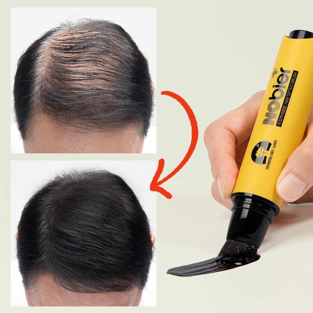 노비어 두피 타투 바르는 흑채 쿠션 여성 헤어 라인 쉐도우 탈모 커버 남자 정수리 퍼프염색