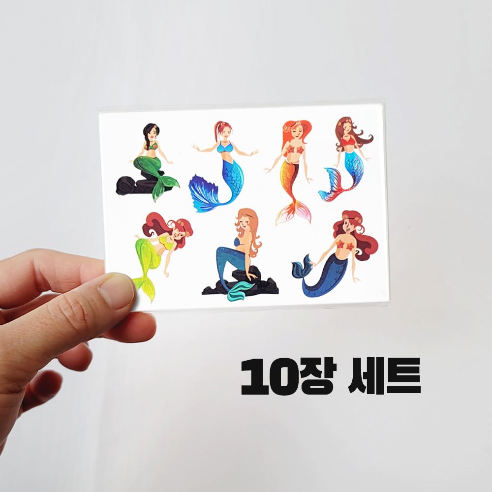 니즈엘 KC 어린이 타투 스티커 여아 공주 문신 헤나 판박이 J인어(10장) - 상세 이미지 3