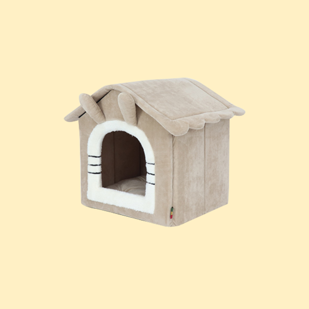 개과천선 와빗 강아지 하우스 동굴 집 접이식 애견 쿠션 하우스 숨숨집 라이트 그레이 중형