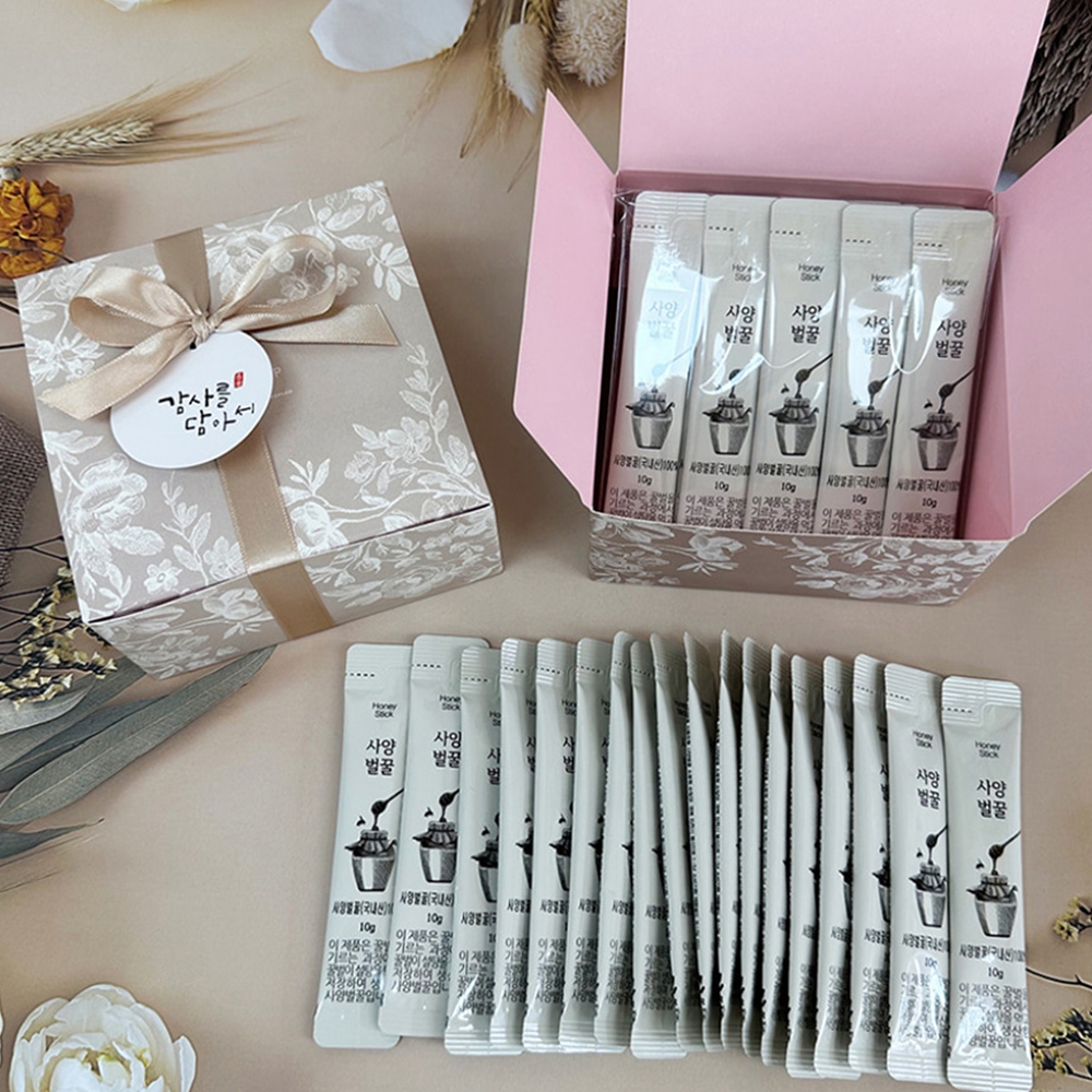 벌꿀스틱 탕비실간식 피로회복사양꿀 휴게실 당충전 꿀선물 결혼답례품 완숙 20개입 - 상품 이미지