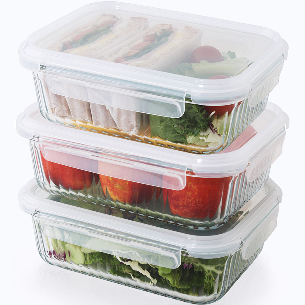 네오플램 내열유리 반찬통 밀폐용기 3p세트 1500ml