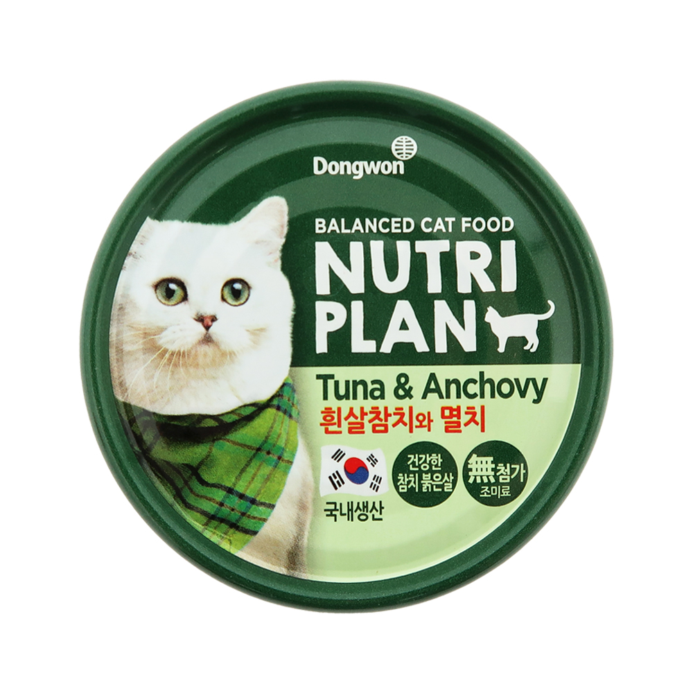 동원 뉴트리플랜 고양이 캔 흰살참치+멸치, 160g, 24개