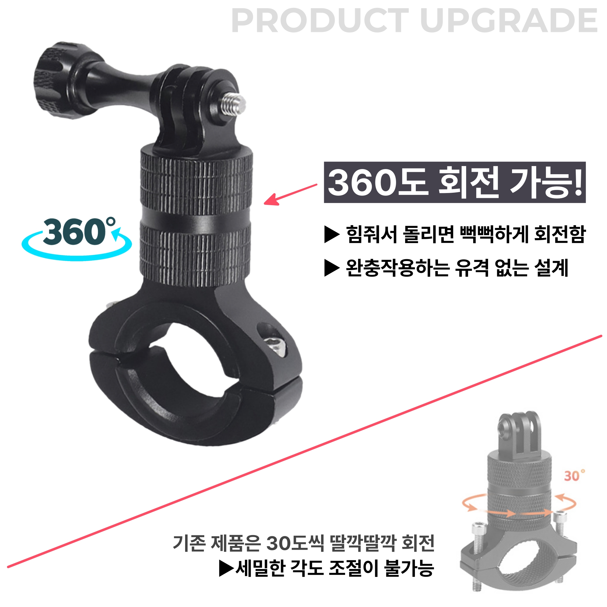 고프로 자전거 마운트 - 고프로 알루미늄 회전 브라켓 액션캠 자전거 거치대 (스크류포함) - 상세 이미지 2