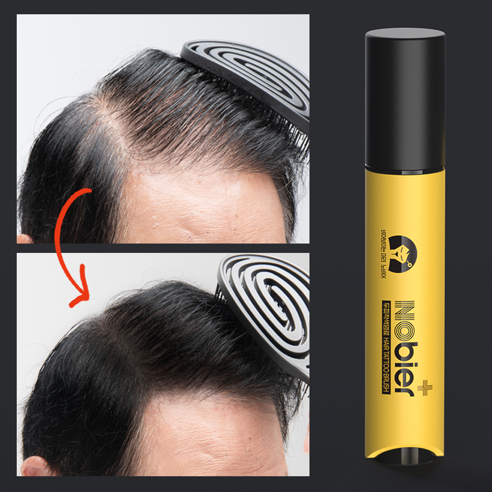 노비어 두피 타투 바르는 흑채 쿠션 여성 헤어 라인 쉐도우 탈모 커버 남자 정수리 퍼프염색