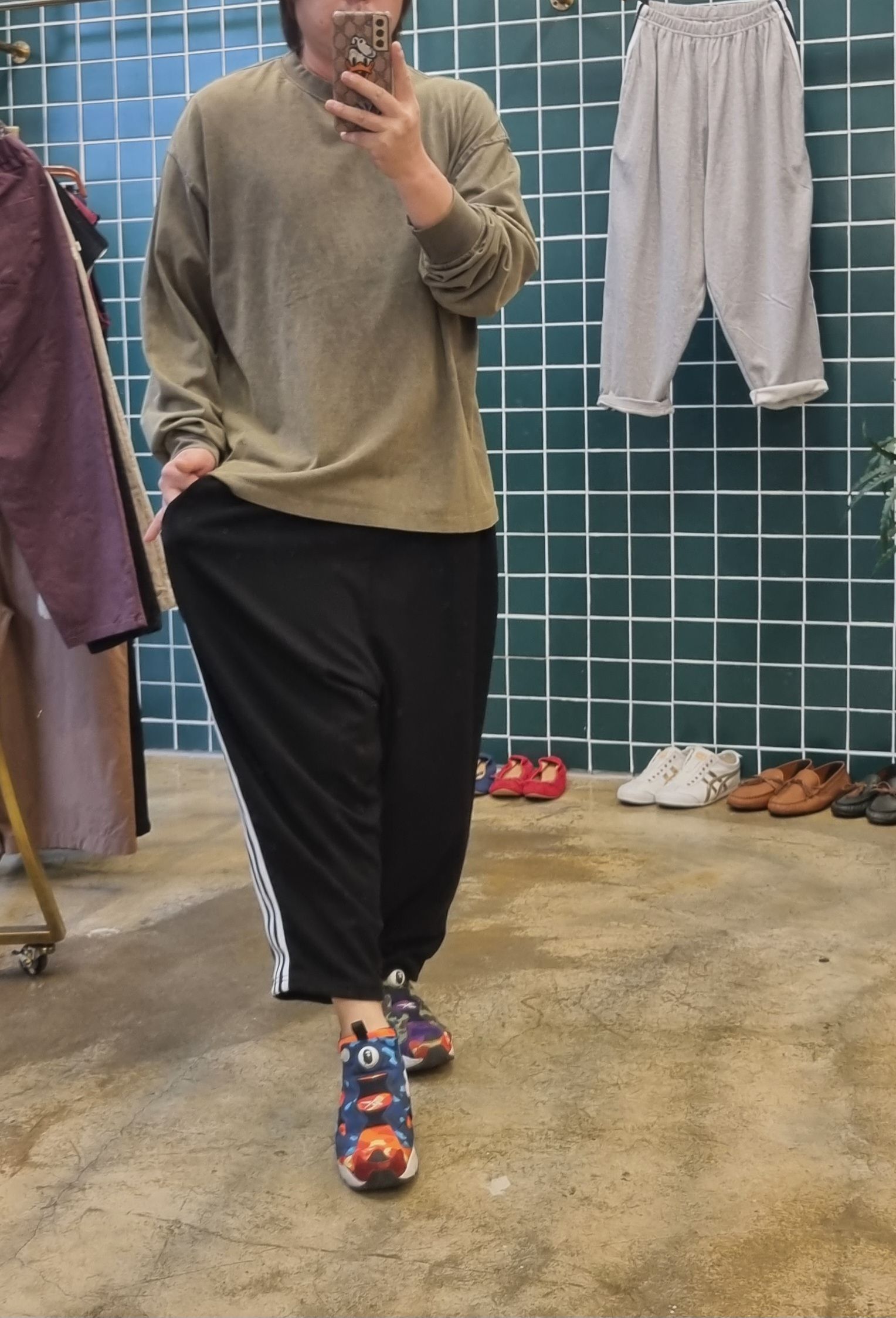 (남여공용) 와이드 면 트레이닝 배기바지 이미지 3