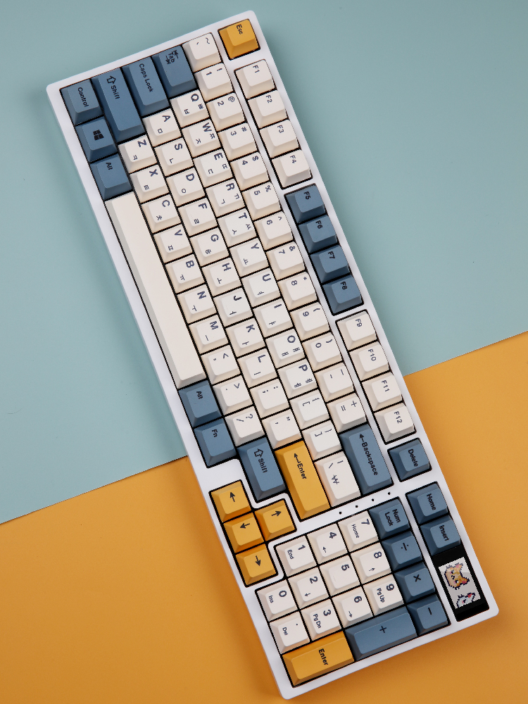 닌자96PRO 화이트 황축 수제 풀윤활 고양이 유무선 블루투 조약돌 커스텀 기계식 키보드