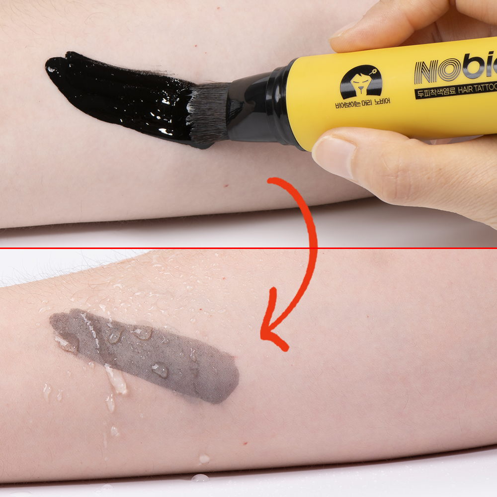 노비어 두피 타투 바르는 흑채 쿠션 여성 헤어 라인 쉐도우 탈모 커버 남자 정수리 퍼프염색