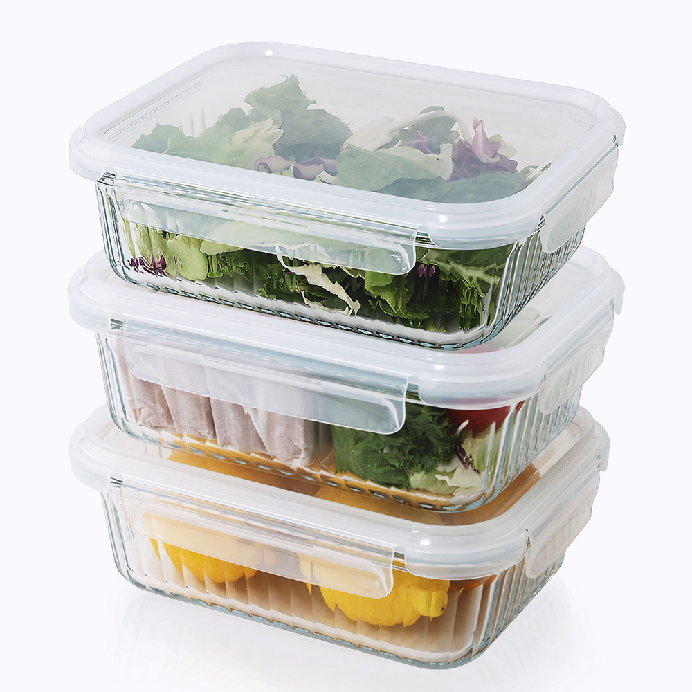 네오플램 내열유리 반찬통 밀폐용기 3p세트 1000ml