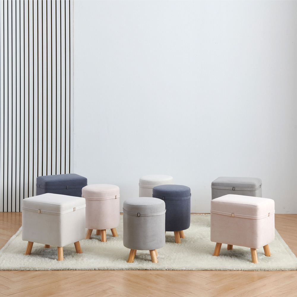 프라임 원형 사각 원목 스툴 화장대의자