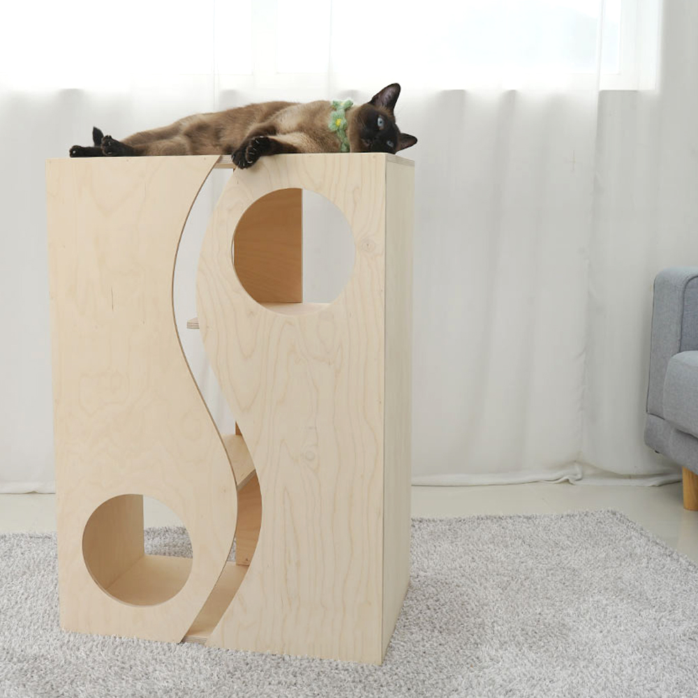 개과천선 감성 퍼니 우드 캣 타워 고양이 원목 튼튼한 집